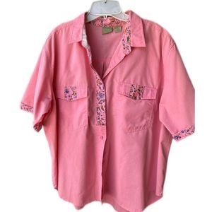 Vintage "Golden Wings" brand  size 22 Pink button front blouse-BEAUTIFUL!!